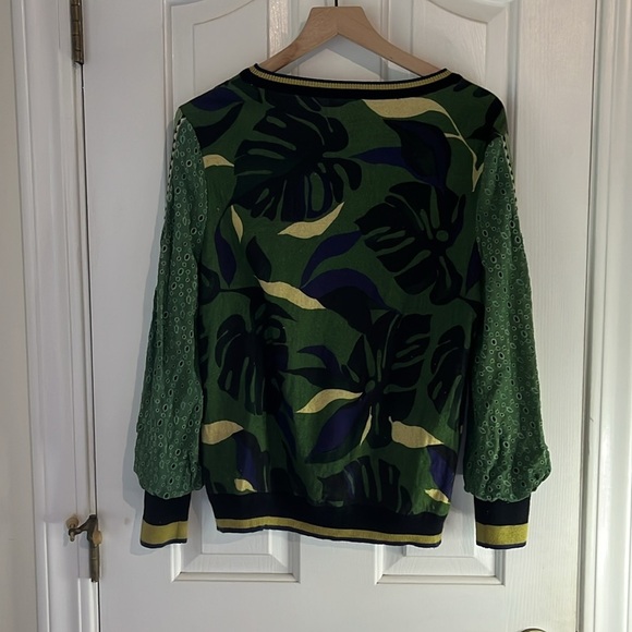 Anthropologie X Bl^nk London | Monstera Knit Top w. Billowy Eyelet Sleeves Small - Picture 4 of 9